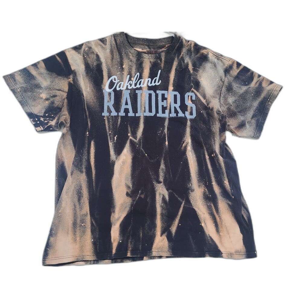 Vtg Oakland Raiders Shirt Custom Bleach Fader Double Sided 2012